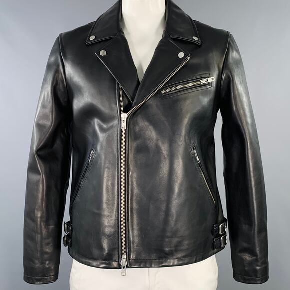BLDWN Size L Black Leather Motorcycle Jacket - Picture 1 of 7